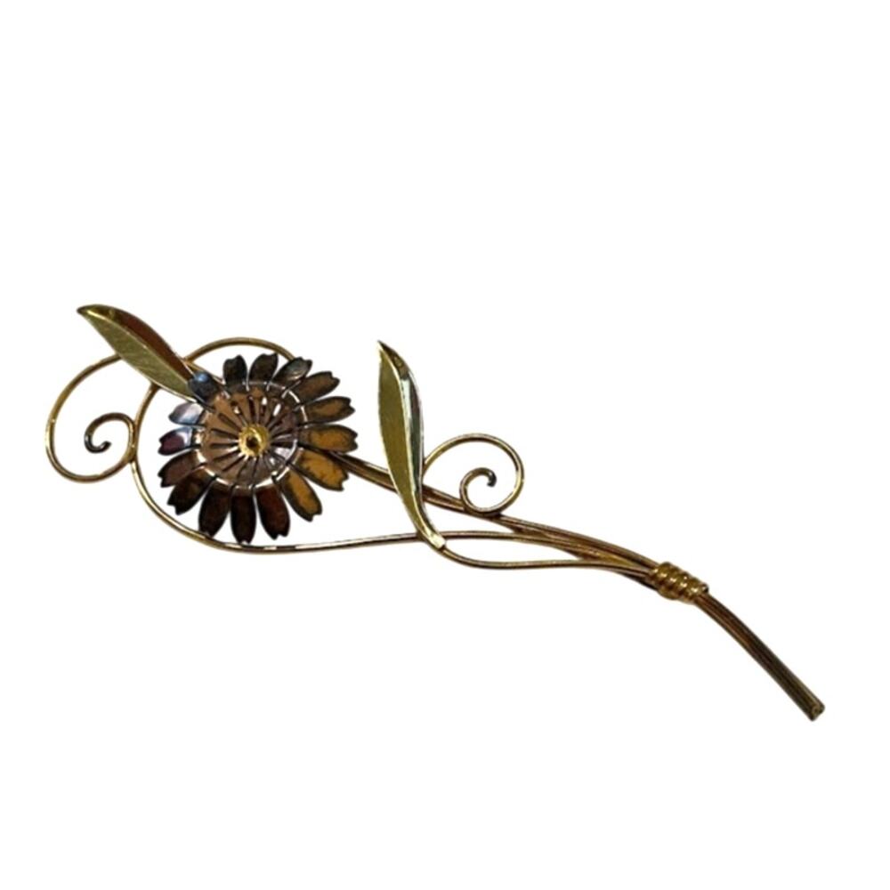 VAN DELL Gold Filled Flower Brooch 12kt Whimsical Romantic Old Money Pin